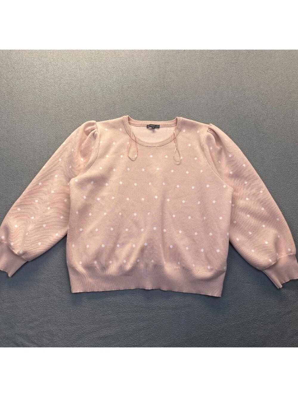 Adrianna Papell Sweater Womens Size 3X Pink Dot Long Sleeves,Preppy